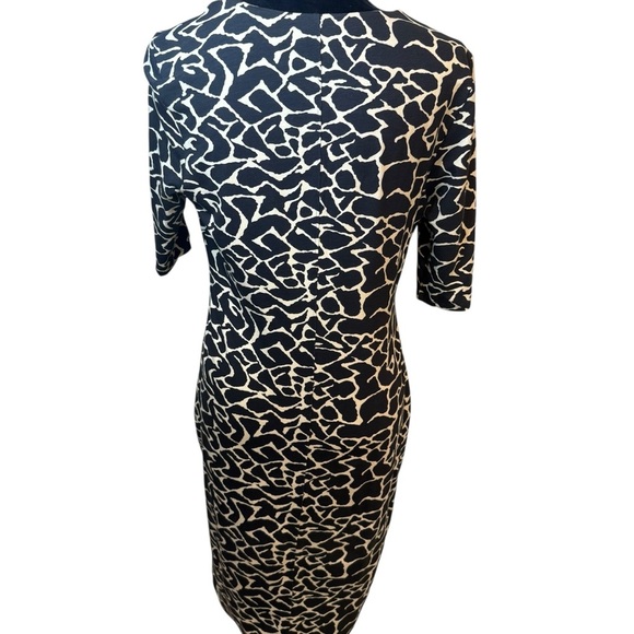 Peruvian Connection | Serengeti Sheath Black and Cream Midi Dress | Sz M - Picture 6 of 8